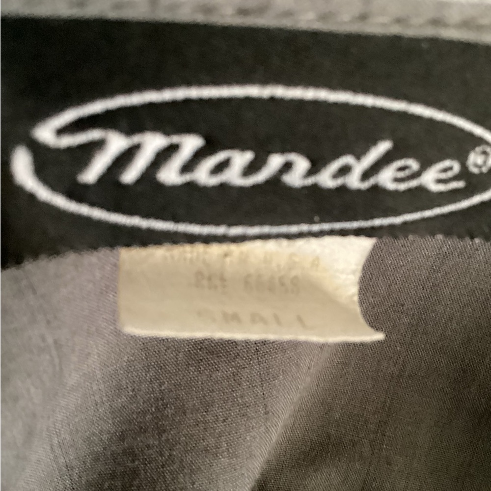 Vintage Mandee Cropped Gray Striped Button-Up Shirt S EUC - Picture 6 of 6